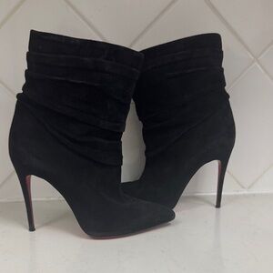 Christian Louboutin Black Suede Heeled Boots